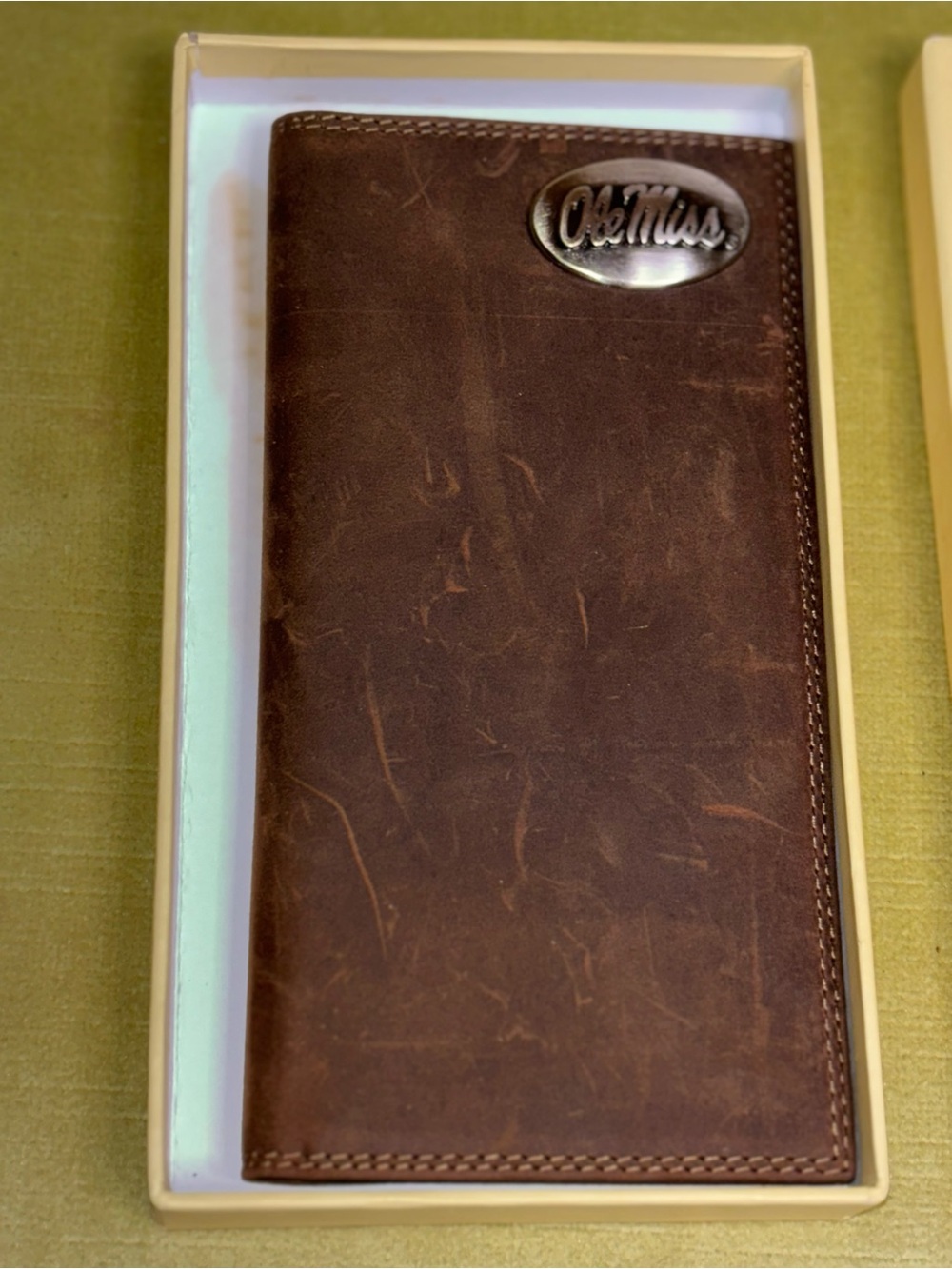 ZEP-PRO NCAA Ole Miss Rebels Crazy Horse Leather Long Roper Wallet GIFT Box